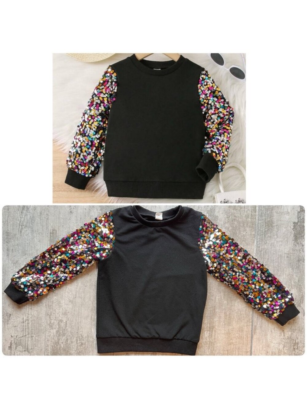 Girl Pullover Sweater Top Rainbow Sequin Sleeve Party Holiday Shimmer Fun Cute 6